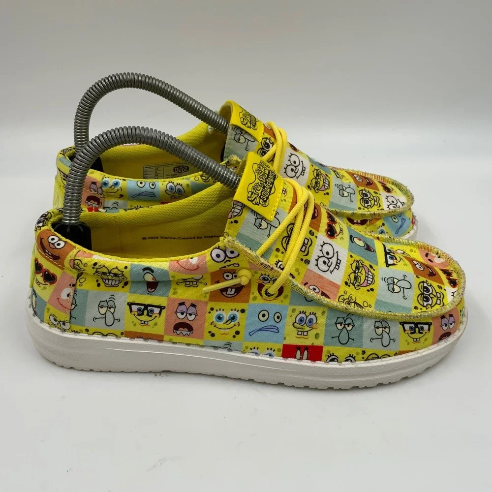 Hey Dude Wally Y SpongeBob Faces Kids Shoes J6 Cyber Yellow Multi 42899-77K